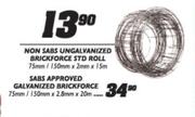 Non Sabs Ungalvanized Brickforce STD Roll-75mm/150mmx2mmx15m