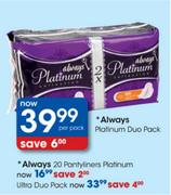Always Pantyliners Platinum-20's
