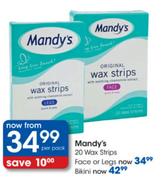Manday's 20 Wax Strips Face  Or Legs-Per Pack