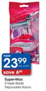 Super-Max 5 Triple Blade Disposable Razors-per Pack
