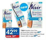 Nair Brazilian Spa Clay Facial Wax Strips- 20's Per Pack