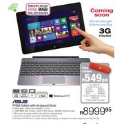 Asus TF600 Tablet With Keyboard Dock-Each