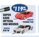 Super Cars Optical USB Mouses-Each