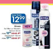 Nivea for Men or Women Roll-On-50ml Each