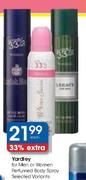 Yardley for Men or Women Perfumed Body Spray Each
