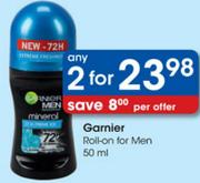 Garnier Roll-On For Men-2X50Ml