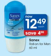 Sanex Roll-On For Men-60Ml Each