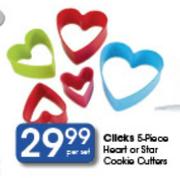 Clicks 5-Piece Heart Or Star Cookie Cutters-Per Set