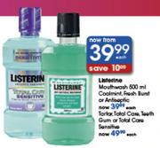 Listerine Mouthwash, Coolmint, Fresh Burst Or Antiseptic-500ml Each