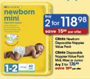 Clicks Newborn Disposable Nappies Value Pack-2's Per Pack