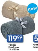 Clicks Plush Throws-130X150cm Each