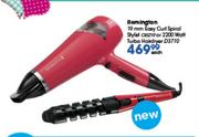 Remington 19mm Easy Curl Spiral Stylist-C16219 Or 3200W Turbo Hairdryer-D37110 Each