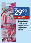 Super Max Confidence 6 triple Blades Disposable Razors-Per Pack