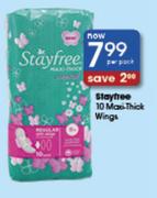Stayfree 10 Maxi-Thick Wings-Per Pack