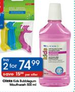 Clicks Kids Bubblegum Mouthwash-2x500ml