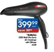 Babyliss 2000W 6632E iPro Lonic AC Hairdryer With Diffuser Each