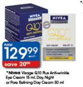 Nivea Visage Q10 Plus Anti-Wrinkle Eye Cream-15ml/Day, Night Or Pone Refining Day Cream-50ml Each