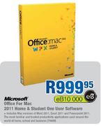 Microsoft Office For Mac 2011 Home & Student One User Software