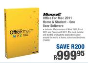 Microsoft Office For Mac 2011 Home & Student-One User Software