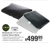 Macbook Air 11" Or 13" Leather Sleeve Black-Each