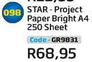 Star Project Paper Bright A4 250 Sheet GR9831