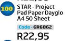 Star Project Pad Paper Dayglo A4 50 Sheet GR6862