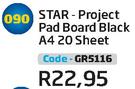 Star Project Pad Board Black A4 20 Sheet GR5116