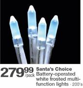 Santa's Choice Battery-Operated White Frosted Multi-Function Lights-200's Per Pack