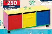 PnP Vertical 3-Compartment Wood Storage