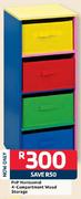 PnP Horizontal 4-Compartment Wood Storage