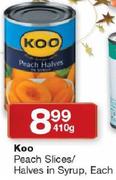 Koo Peach Slices/Halves In Syrup-410g