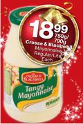 Crosse & Blackwell Mayonnaise Regular/Lite-750g/790g Each