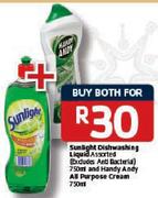 Sunlight Dishwashing Liquid Assorted 750ml+Handy Andy All Purpose Cream 750ml