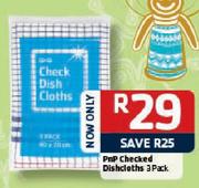 PnP Checked Dishcloths-3 Pack