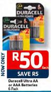 Duracell Ultra AA Or AAA Batteries 6-Pack