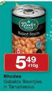 Rhodes Gebakte Boontjies In Tamatiesous-410g
