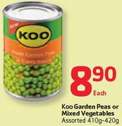 Koo Garden Peas Or Mixed Vegetables Assorted 410-420g