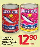 Lucky Star Pilchards In Chilli Or Tomato Sauce-400g Each