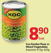 Koo Garden Peas Or Mixed Vegetables Assorted-410-420g