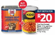 Top One Corned Meat 300g And Koo Flavoured Baked Beans Assorted-410-420g