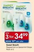 Sweet Breath Peppermint or Spearmint Drops-3's
