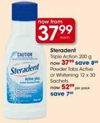 Steradent Powder Tabs Active or Whitening-12 x 30 Sachets Per Pack
