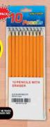 Yellow HB Pencils with Eraser Ends-10's