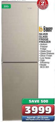 Special Bauer Silver Glass Fridge Freezer 300Ltr BCD 301 m
