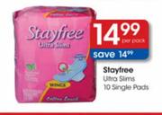 Stayfree Ultra Slims Single Pads-10 per pack