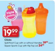 Clicks Spill-Proof Cup with or Without Handles-each