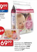 Johnson's Tripple Pack Baby Wipes-3 x 80's