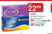 Lil-Lets Digital Tampons Mini or Regular-16 per pack
