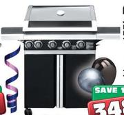 Alva Jet Black 4 Burner Gas Braai