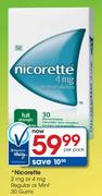 Nicorette 2mg Or 4mg Regular Or Mini 30 Gums